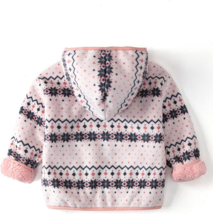 Toddler Printed Polar Fleece hooded Jacket Baby Boys Girls Kids Winter Warm Spring Autumn Outerwear Soft Lightweight