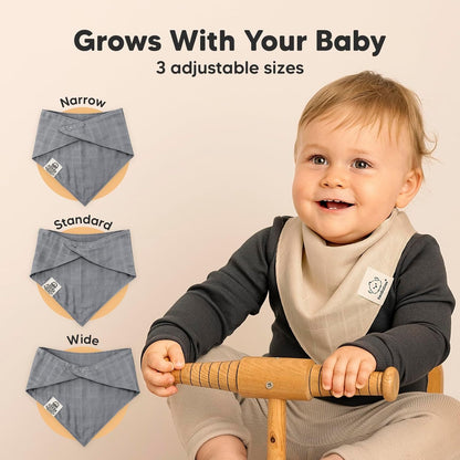 8-Pack Muslin Baby Bibs for Boys, Girls - Muslin Bandana Drool Bibs for Baby Girl & Boy, Drooling Newborn, Teething Toddler, Infant 0-36 Months, 100% Cotton Extra Absorbent & Soft (Spice)