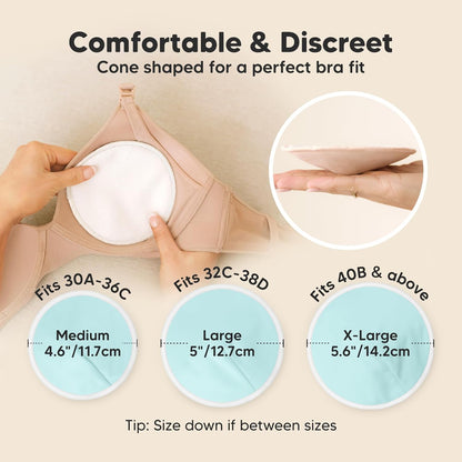 Organic Nursing Pads - 14 Washable Viscose Derived from Bamboo Breastfeeding Pads, Wash Bag