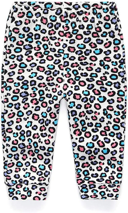 Unisex Newborn Baby Cotton 4-Pack Pants Embroidery Pringting Casual Leggings 0-24 Months for Boys and Girls