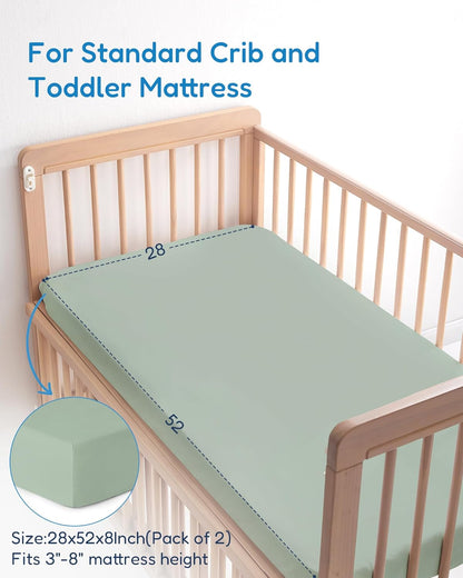 Baby Crib Sheets for Standard Crib Mattress - Green+Giraff, Soft Jersey Knit, Safe and Snug, for