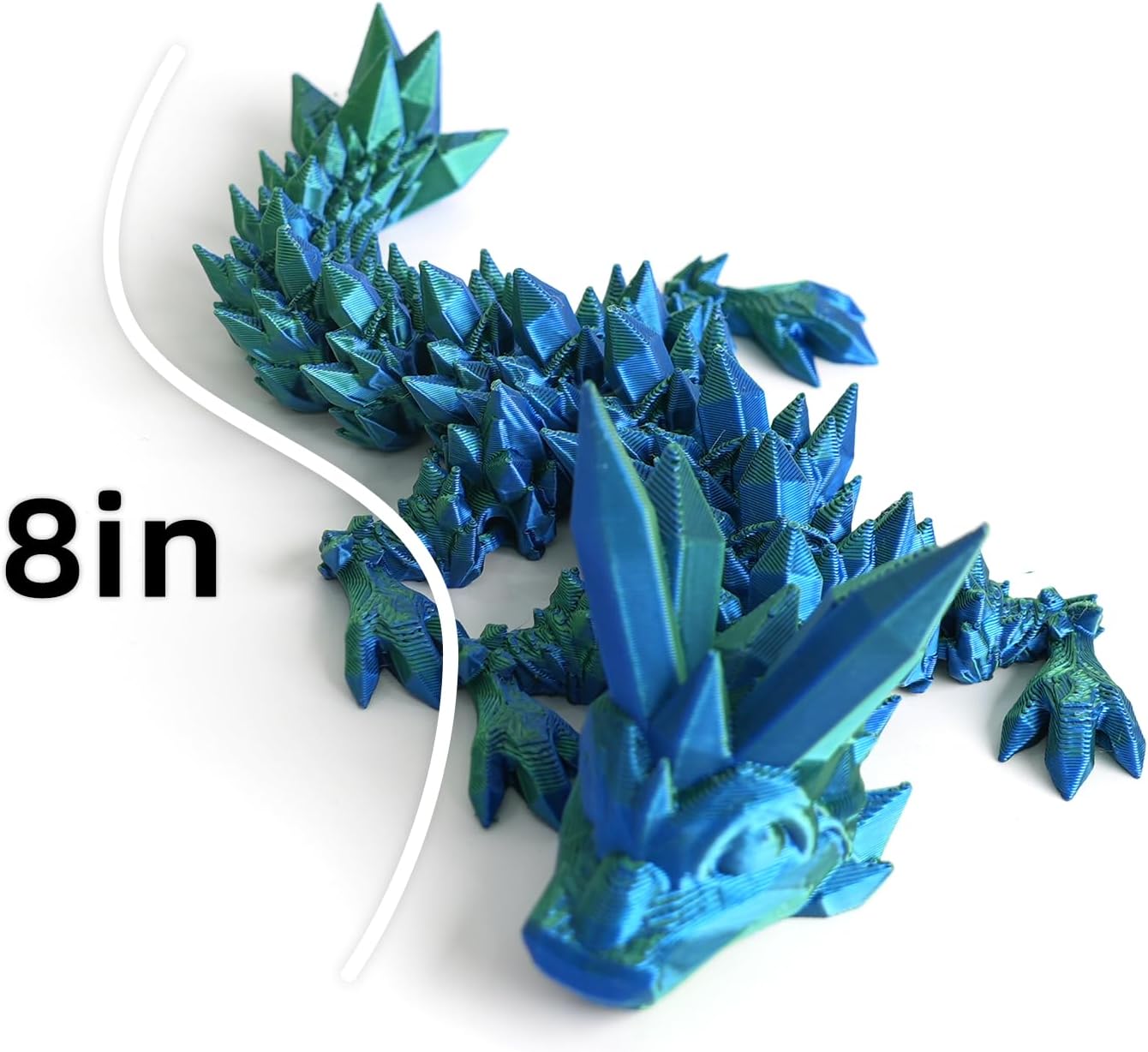 Dragon Egg - Small Surprise Egg with 8” Pearly Sheen Dragon Inside, 3D Printed Gift, Articulated Dragon Toy for Birthday, Home Decor (8” Green+Blue Dragon)