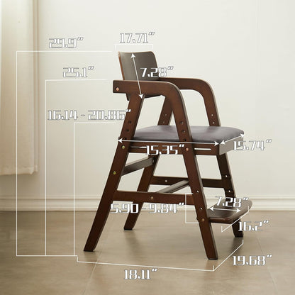 Solid Wood high Chairs for Toddlers,High Chair Grows with Kid for Dining, Study Chair for Children