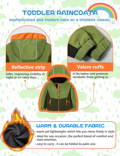 GEMYSE Toddler Boys Jacket Water repellent Baby Kids Windbreaker Jacket Fleece Toddler Coat Spring Fall Outerwear
