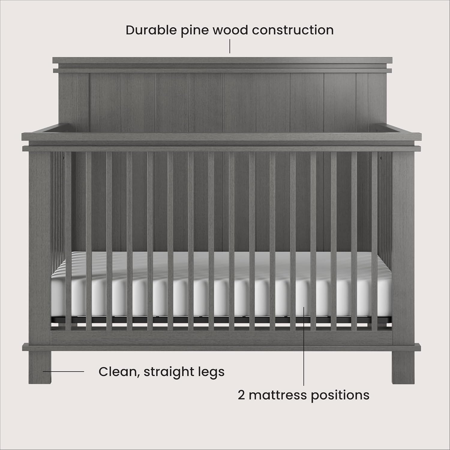 Child Craft Denman 4-in-1 Convertible Crib, Baby Crib Converts to Day Bed, Toddler Bed and Full