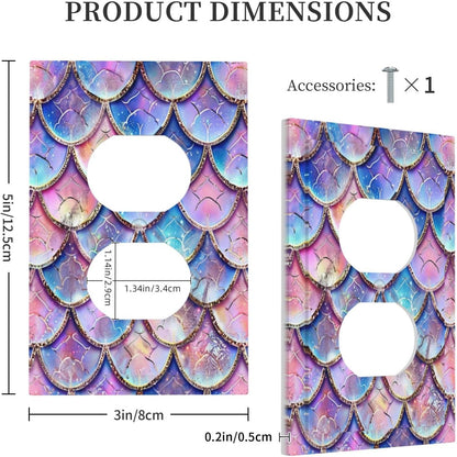 Decorative Outlet Covers Cute Pink Purple Mermaid Scales 1 Gang Duplex Light Switch Cover Plate Wall Plates for Electrical Outlets Switchplate Faceplate for Bedroom Home Decor