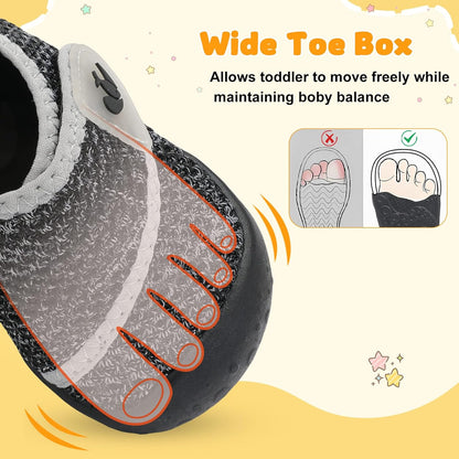 FEETCITY Baby First Walking Shoes Wide Baby Shoes Infant Sneakers Newborn Crib Shoe Barefoot Lightweight Slip On Shoe