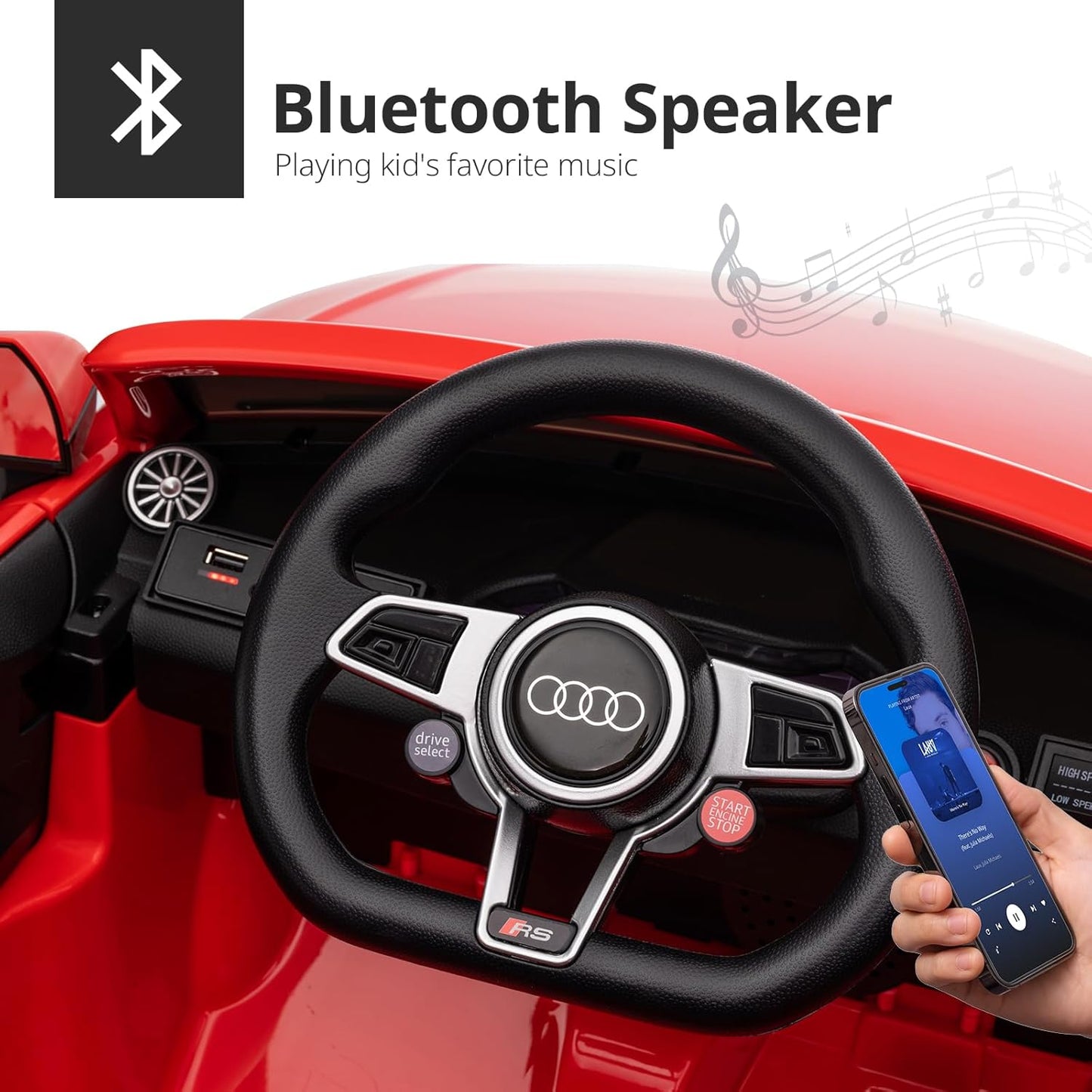 Kids Electric Car, Licensed Audi 6V Kids Ride on Toy Car for Toddlers with Remote - Red