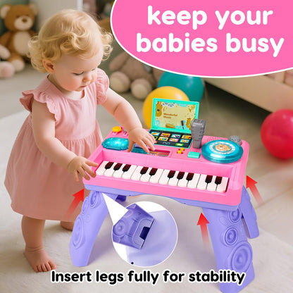 Baby DJ Table Musical Piano Toys for Toddlers Boys Girls with Music & Light