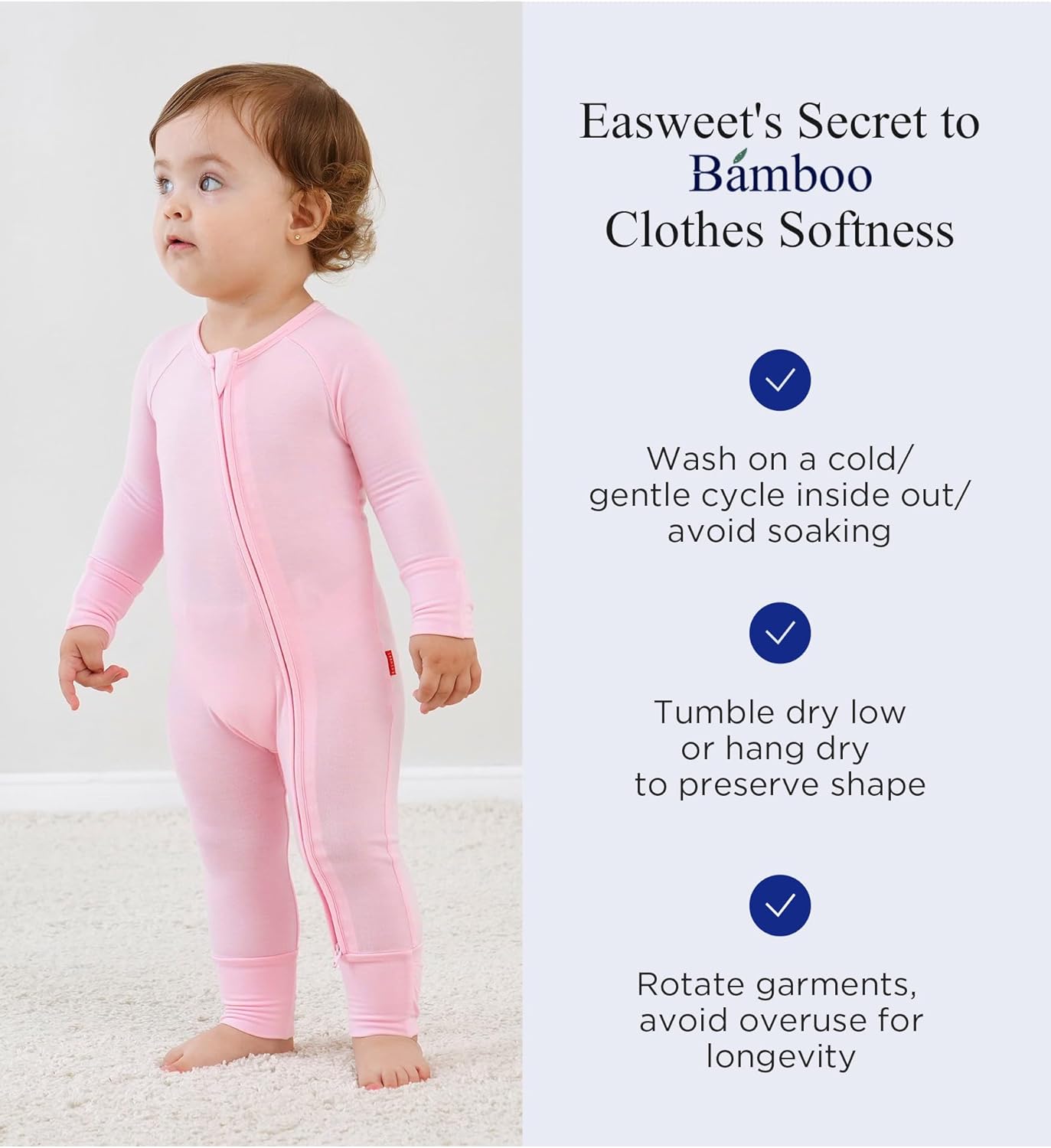 Baby One-Piece Romper Footless Bamboo Viscose Pajamas Sleepers for Baby Boys and Girls