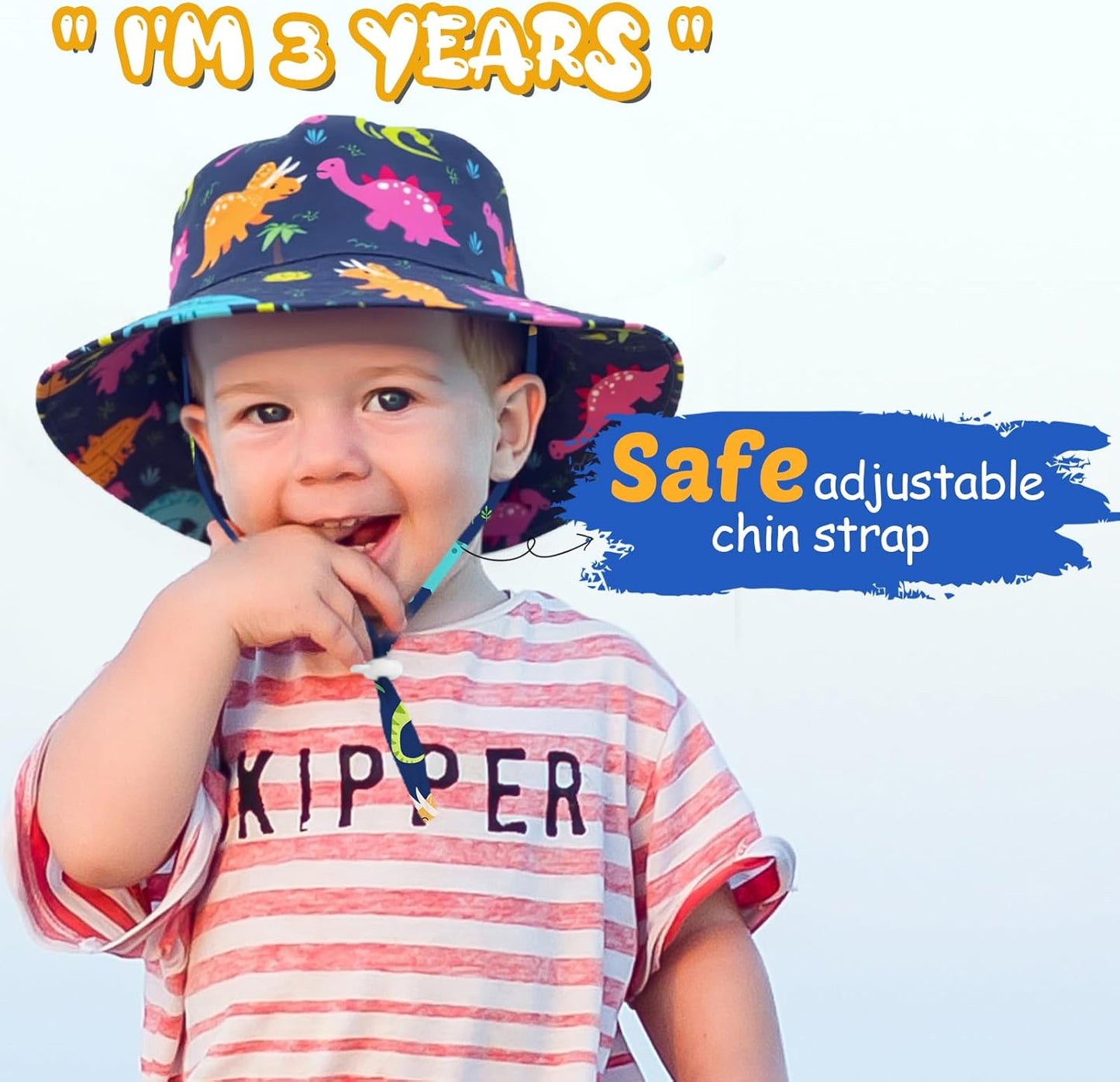 Baby Sun Hat Kids Summer UPF 50+ Toddler Bucket Hat Wide Brim Adjustable Beach Hats for Boys Girls Age 0-6 Years