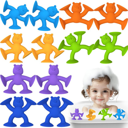 Cute Bear Suction Cup Toy Bath Toys for Kids Ages 4-8 No Hole Bathtub Sensory Toy Airplane Toys for