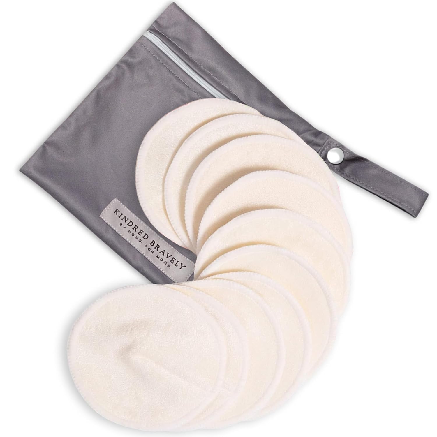 Kindred Bravely Organic Reusable Nursing Pads, Washable, for Breastfeeding & Leaking with Carry