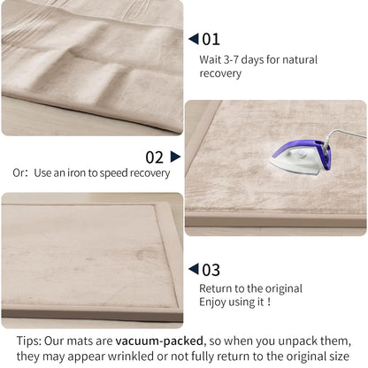 ACOMOPACK Baby Play Mat for Floor 1.3" Thick Memory Foam Play Mat 59"×71" Tummy Time Crawling with Non-Slip Bottom for Living Room,Nursery,Soft Velvet Playpen Mats for Kids,Infants（Beige）