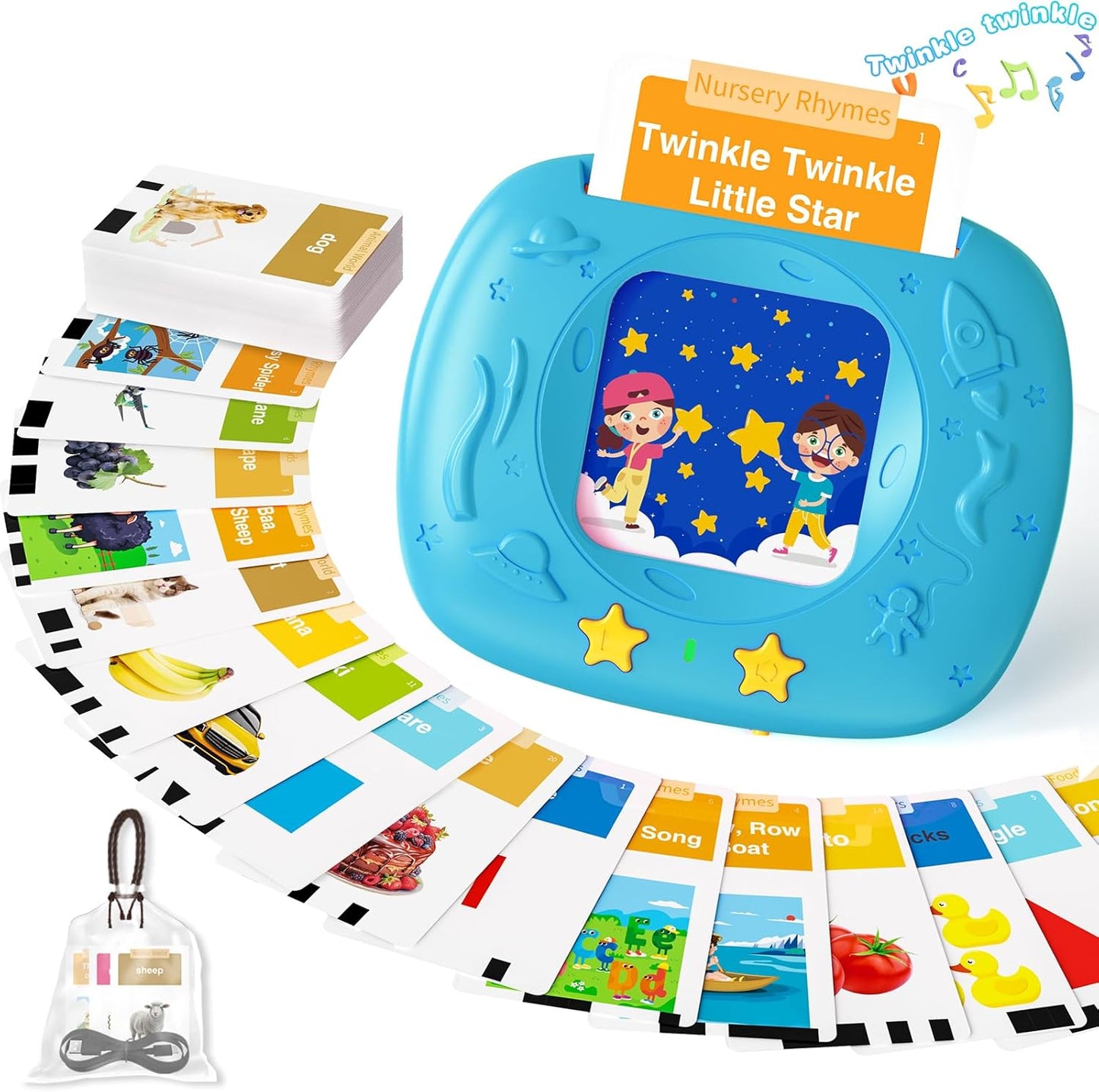 Toddlers Talking Flash Cards with American Accent & 144 Sight Words, Speech Therapy Toys for 3 4 5 6 Years Old Boys and Girls (Blue)