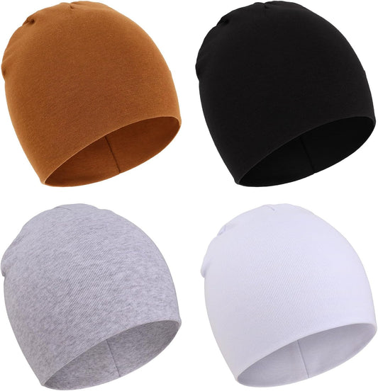 DRESHOW BQUBO 4 Pieces Baby Beanie Newborn Toddler Soft Cute Knit Hat Hospital Hats for Baby Boys Infant Cap Beanies