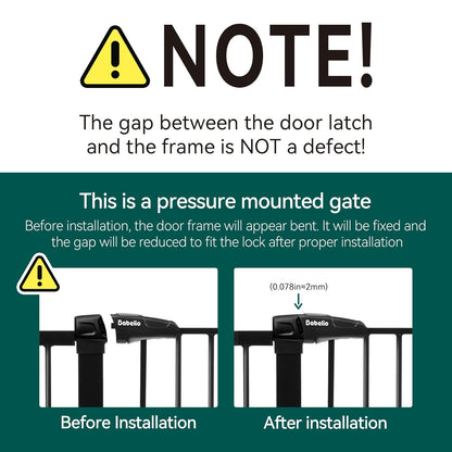 Babelio Metal Baby Gate, 29-48" Auto Close Easy Install Pet Gate, Extra Wide Walk Thru Child Safety Gate, Pressure Mounted Dog Gate for Doorways and Stairs, with Y Spindle Rods, Black