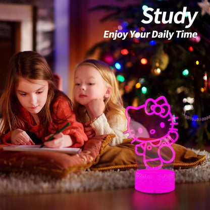 Cat Night Light Cute Night Light - Anime Charater 16 Color Change Decor Kitty Lamp with Remote, Dim, Timer,Kids Gifts for Christmas Birthday,Nursery Baby