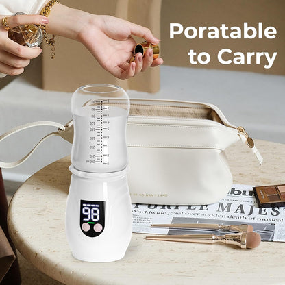 Portable Cordless Baby Bottle Warmer for Travel, Rechargeable with 8 Adapters & 1 Milk Powder