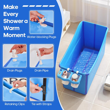 Collapsible Baby Bathtub Foldable Bathtub for Toddler Portable Large Foldable Bath Tub Bathtub for