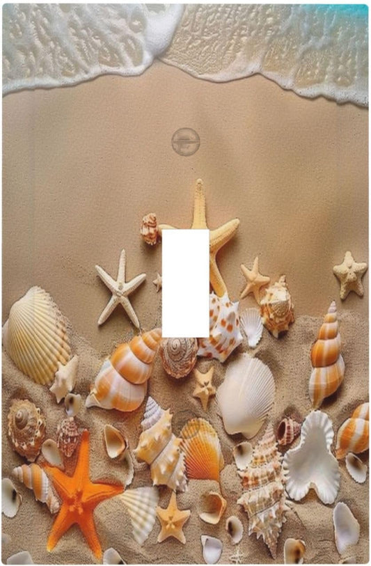 Decorative Switch Covers Plate Beachy Sea Ocean Seashell Starfish 1 Gang Wall Plate Unique Single Toggle Wall Cover Plate Jumbo Electrical Light Switch Plate Faceplate for Bedroom Home Decor