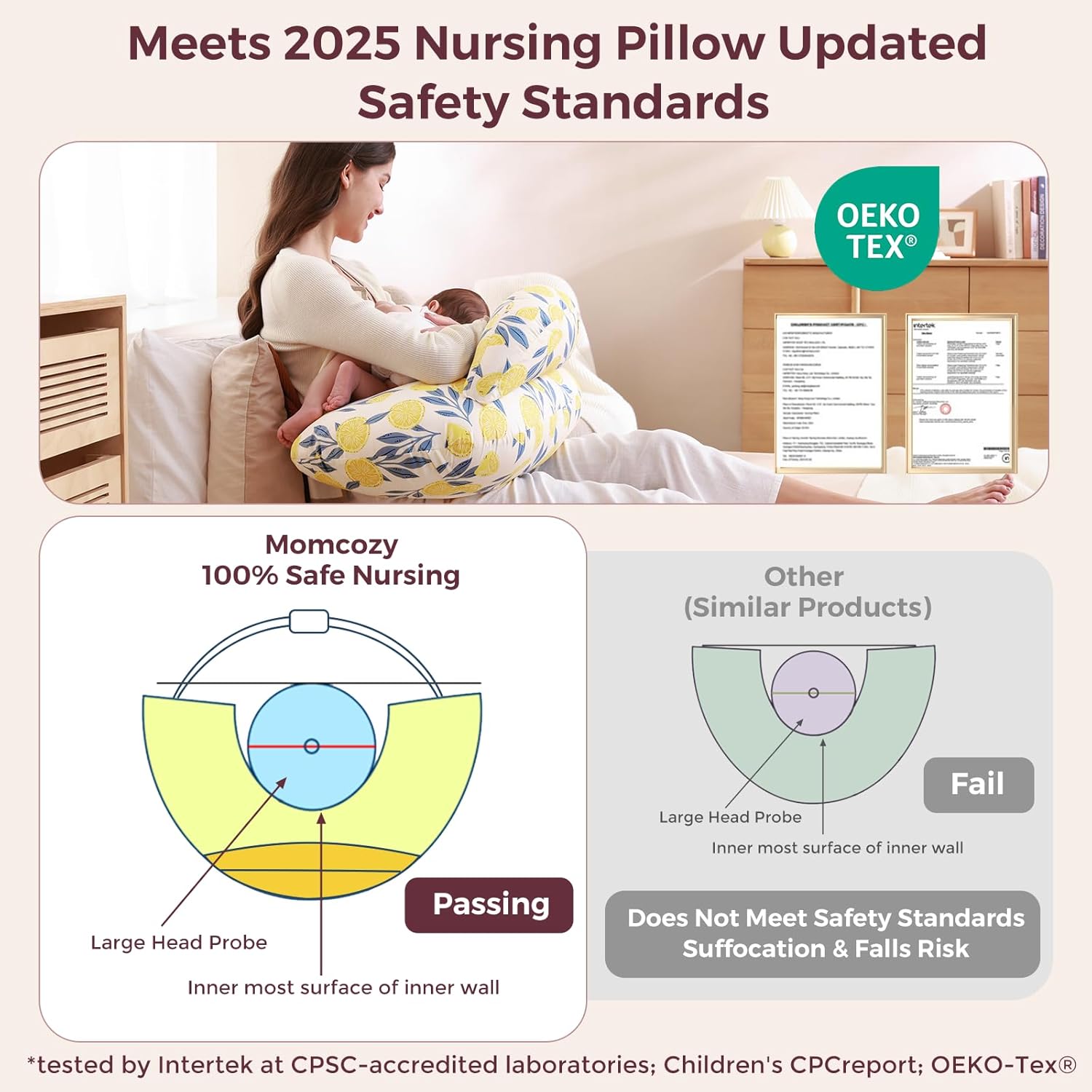 Momcozy Pioneering Safety Fence Nursing Pillow for Breastfeeding- Wider Feeding Pillows for More