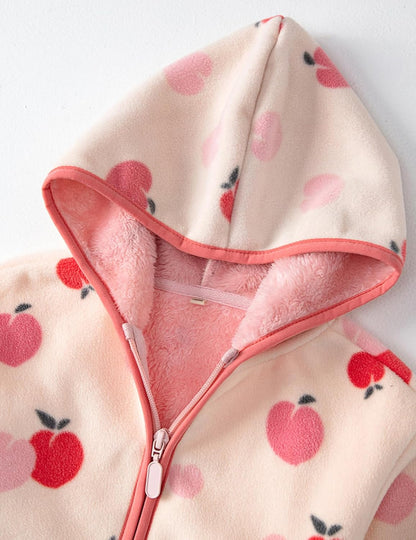 Toddler Printed Polar Fleece hooded Jacket Baby Boys Girls Kids Winter Warm Spring Autumn Outerwear Soft Lightweight