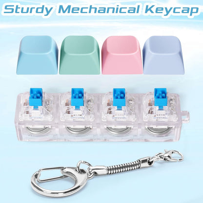 Keyboard Fidget Toys Adults Fidget Keyboard Clicker with LED Light Keychain Sensory Toys for Anxiety Stress Relief (Macaron2, 4 in 1)
