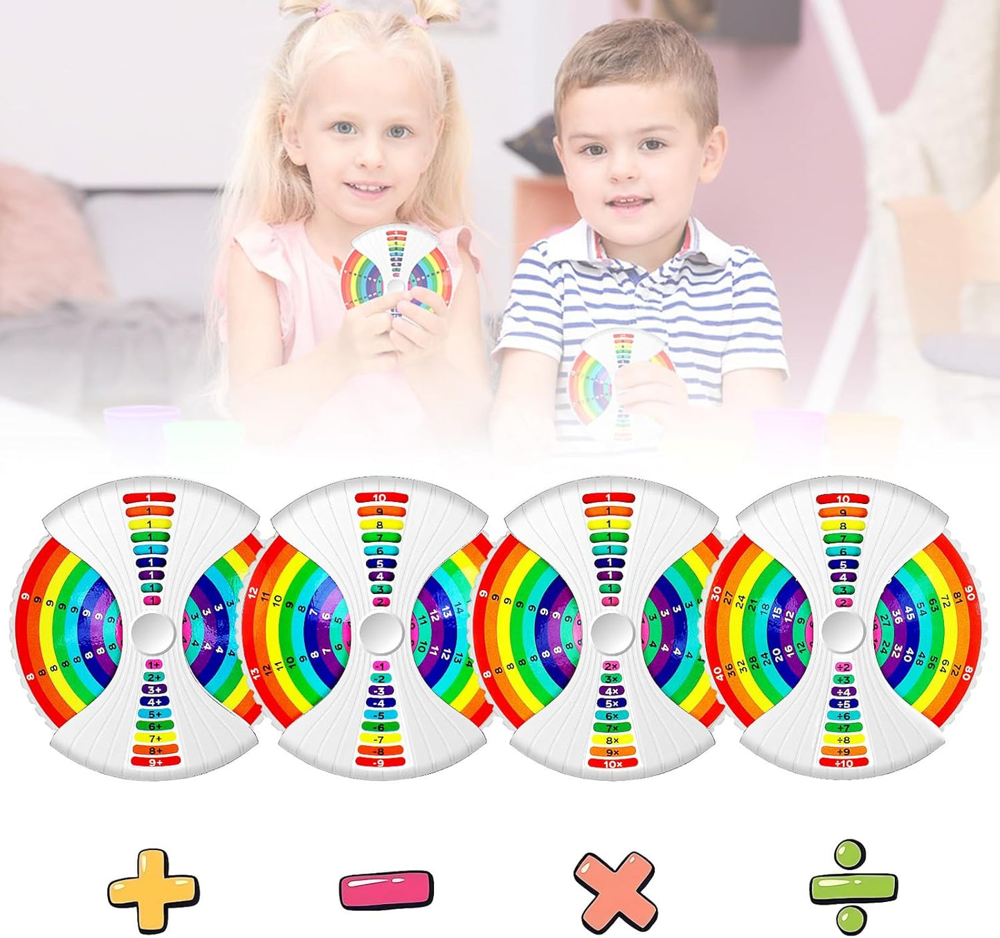 Math Fidget Spinners,Suitable People Learning Addition,Subtraction,Multiplication & Division Methods, Birthday Arithmetic Fidget Spinners Math Games for Kids 4 5 6 7 8-12