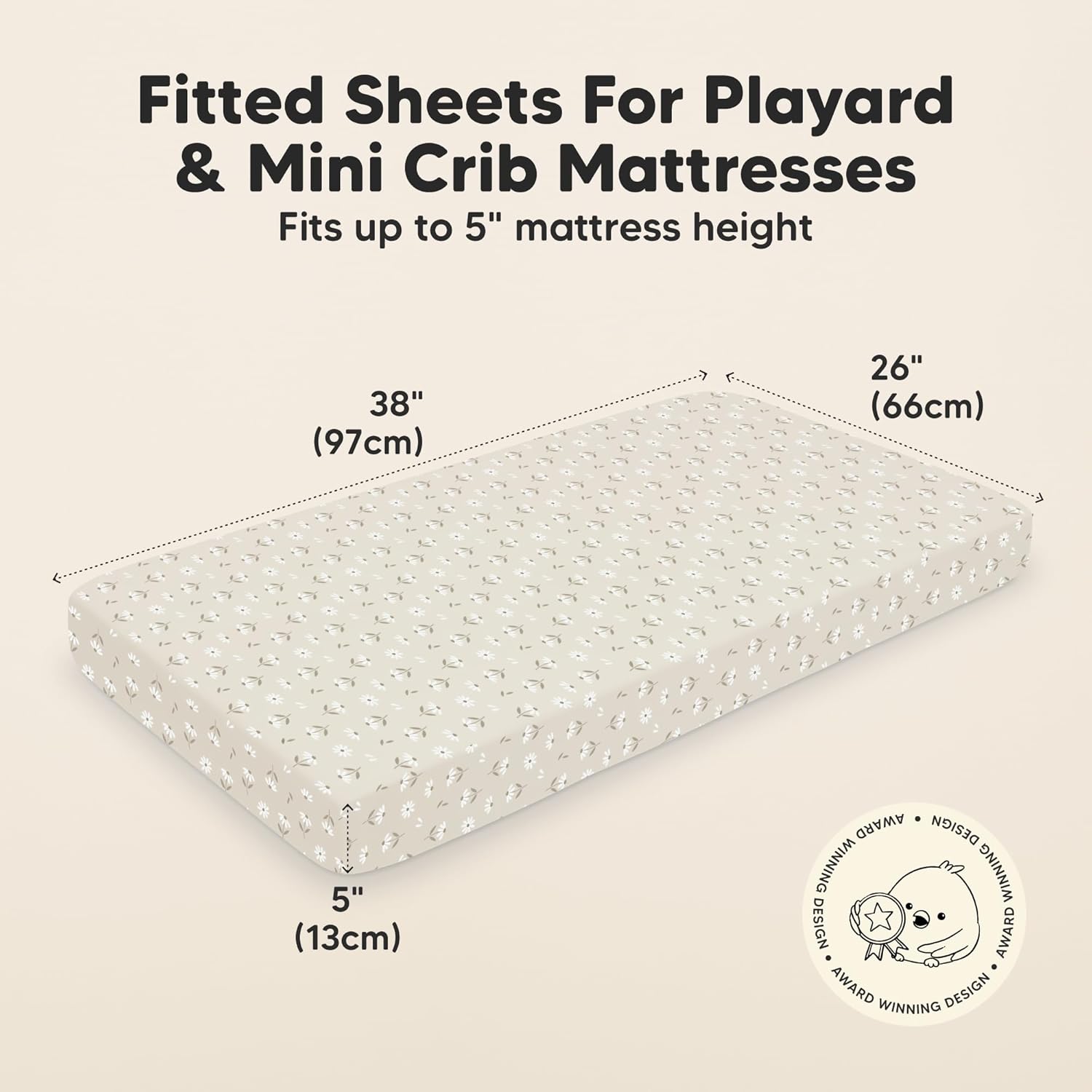 2-Pack Mini Crib Sheets Fitted - 38x26 Pack N Play Sheets for Pack and Play Mattress, Organic