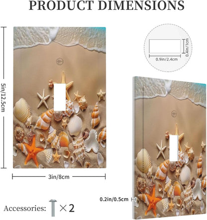 Decorative Switch Covers Plate Beachy Sea Ocean Seashell Starfish 1 Gang Wall Plate Unique Single Toggle Wall Cover Plate Jumbo Electrical Light Switch Plate Faceplate for Bedroom Home Decor