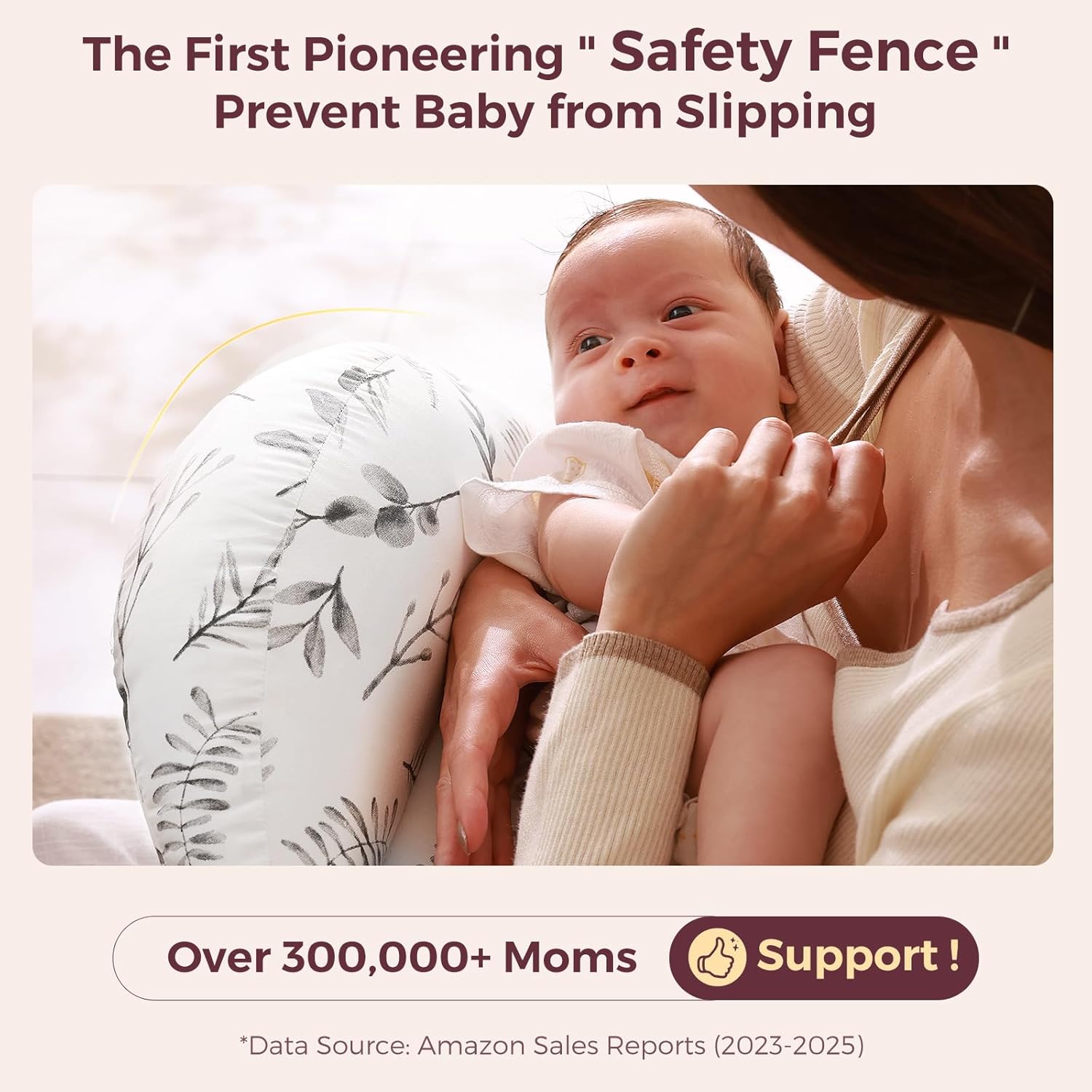Momcozy Pioneering Safety Fence Nursing Pillow for Breastfeeding- Wider Feeding Pillows for More