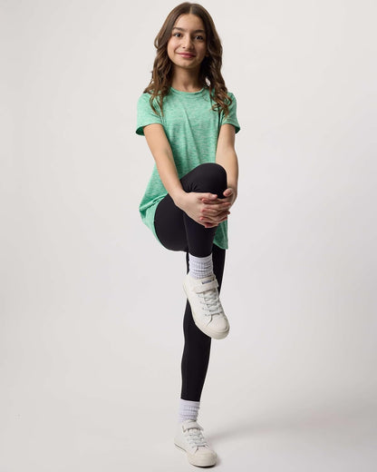 Real Essentials 5 Pack: Girls Short Sleeve Dry-Fit Crew Neck Active Athletic Performance T-Shirt