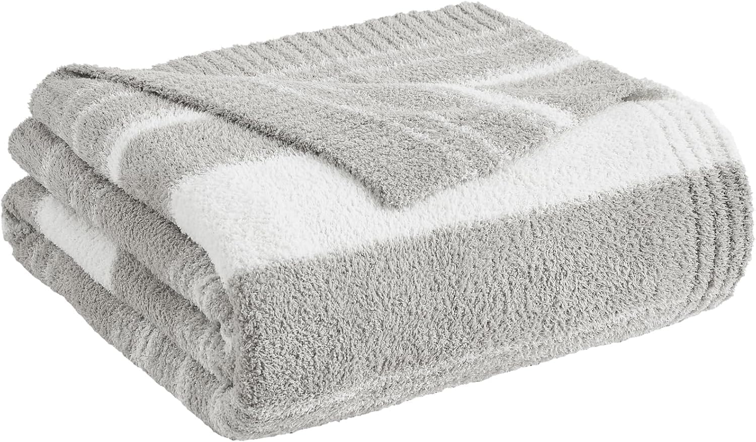 WRENGONGE Light Grey Throw Blanket, 50x70 Soft Cozy Striped Throw Blankets for Couch, Sofa, Bed