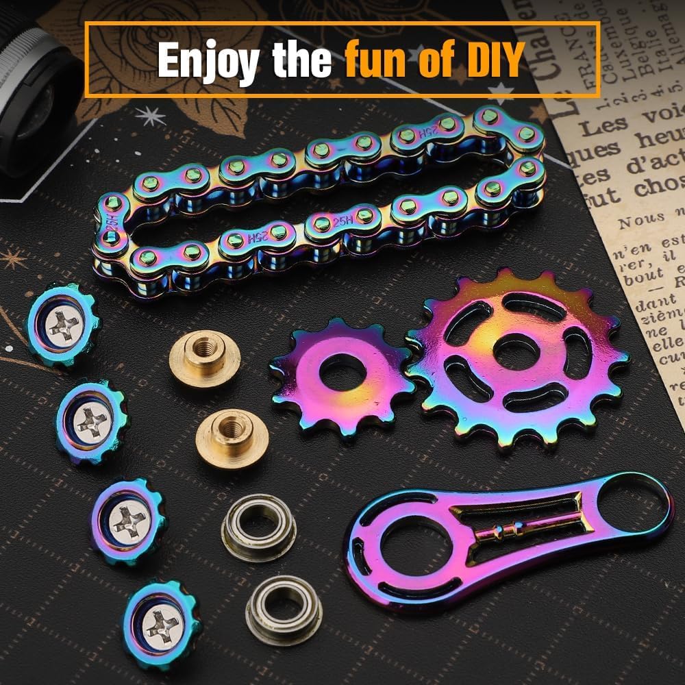 Cool Sprockets Hand Roller Fidget Chain Toys, Metal Fidget Spinner, Sensory Bike Chain Gears, EDC