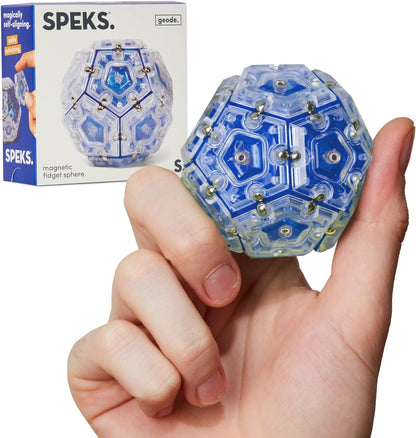 Speks Geode Sphere Magnetic Fidget Toy for Adults | Quiet Adult Sensory Toy for Stress Relief & Anxiety, Office Desk Toy & Top Gadget Gift Idea | Cobalt, 12-Piece Set