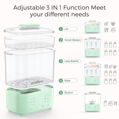 Bottle Sterilizer and Dryer, All-in-One Electric Steam Sterilizer Bottle Sanitizer for Baby