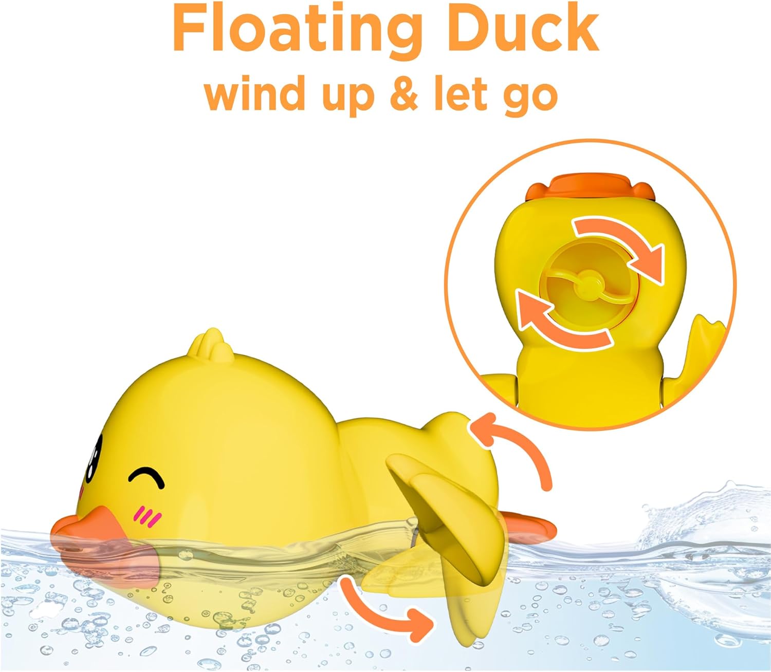 iPlay, iLearn Baby Duck Bath Toy, Toddler Bathtub Suction Water Spinner Gear, Kid Shower Fishing