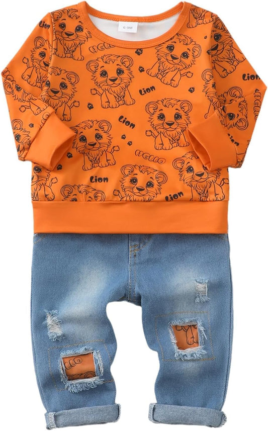 Toddler Baby Boy Outfits Fall Winter Clothes Color Block Long Sleeve Sweatshirt Tops + Jogger Pants Set 2PCS