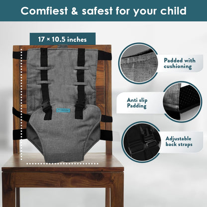 Baby Portable High Chair for Travel | Essential Travel Highchair | Baby Chair Harness