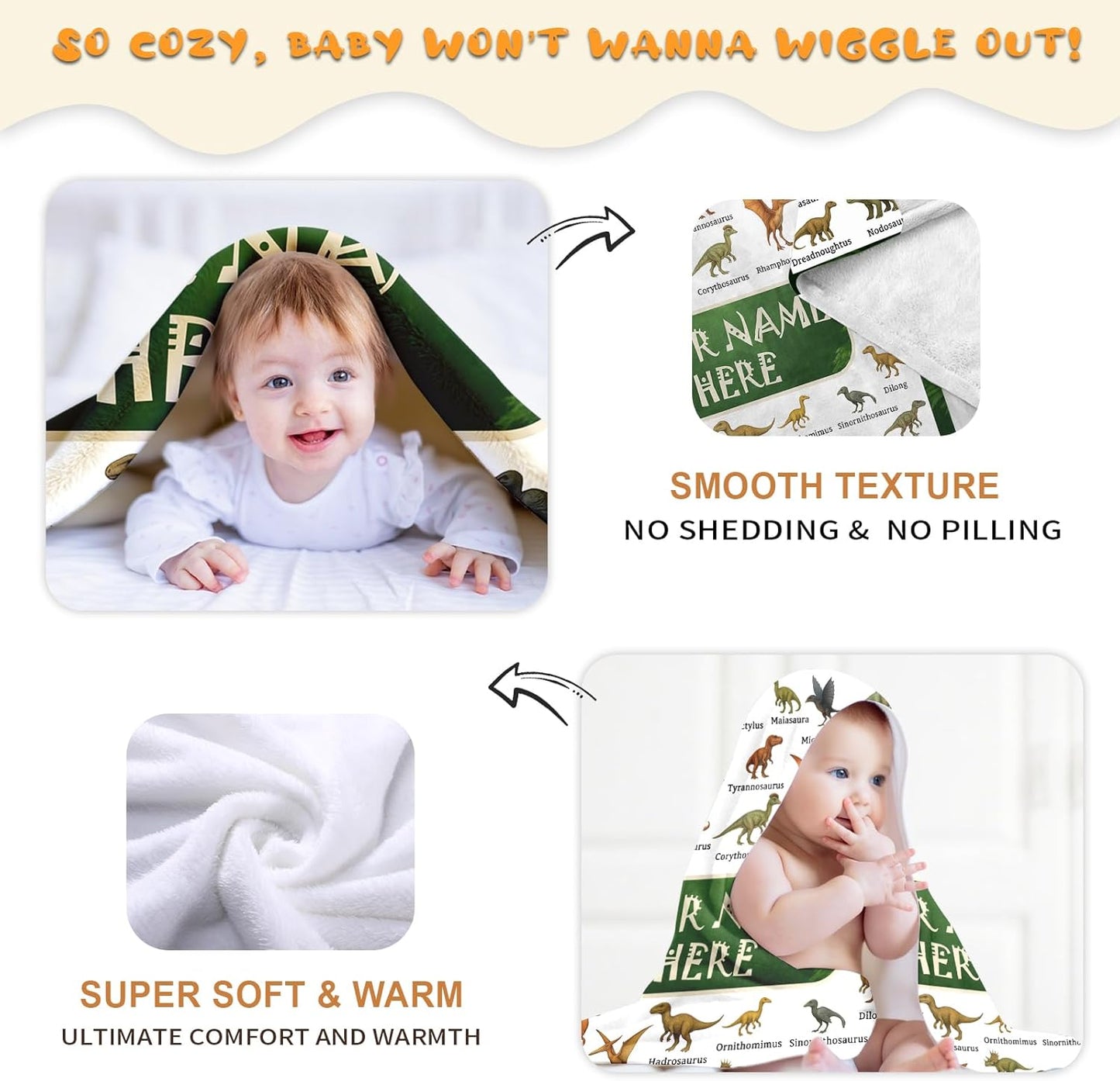 Ship Next Day, Personalized Baby Blanket – Printed in USA, Custom Baby Blanket for Boys & Girls
