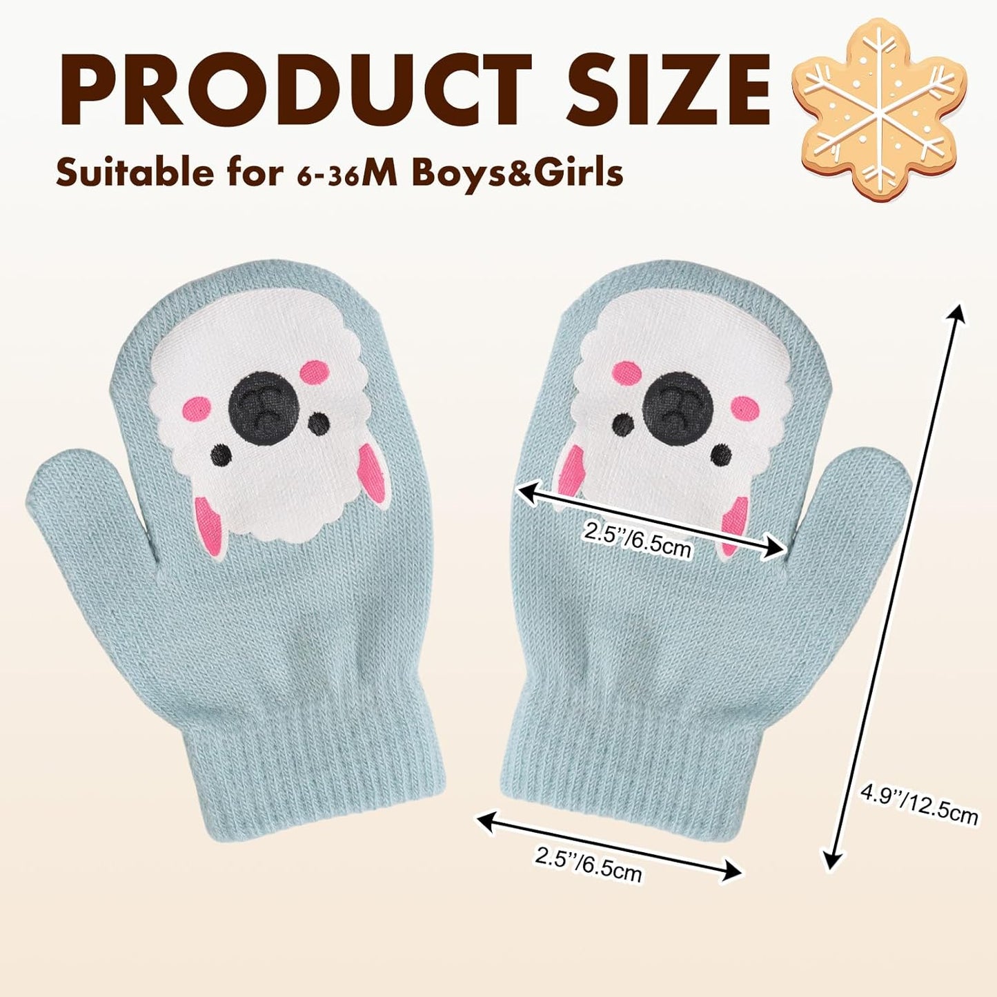 Baby Winter Mittens Toddler Stretch Knit Gloves Magic Warm Glove for Baby Boys Girls