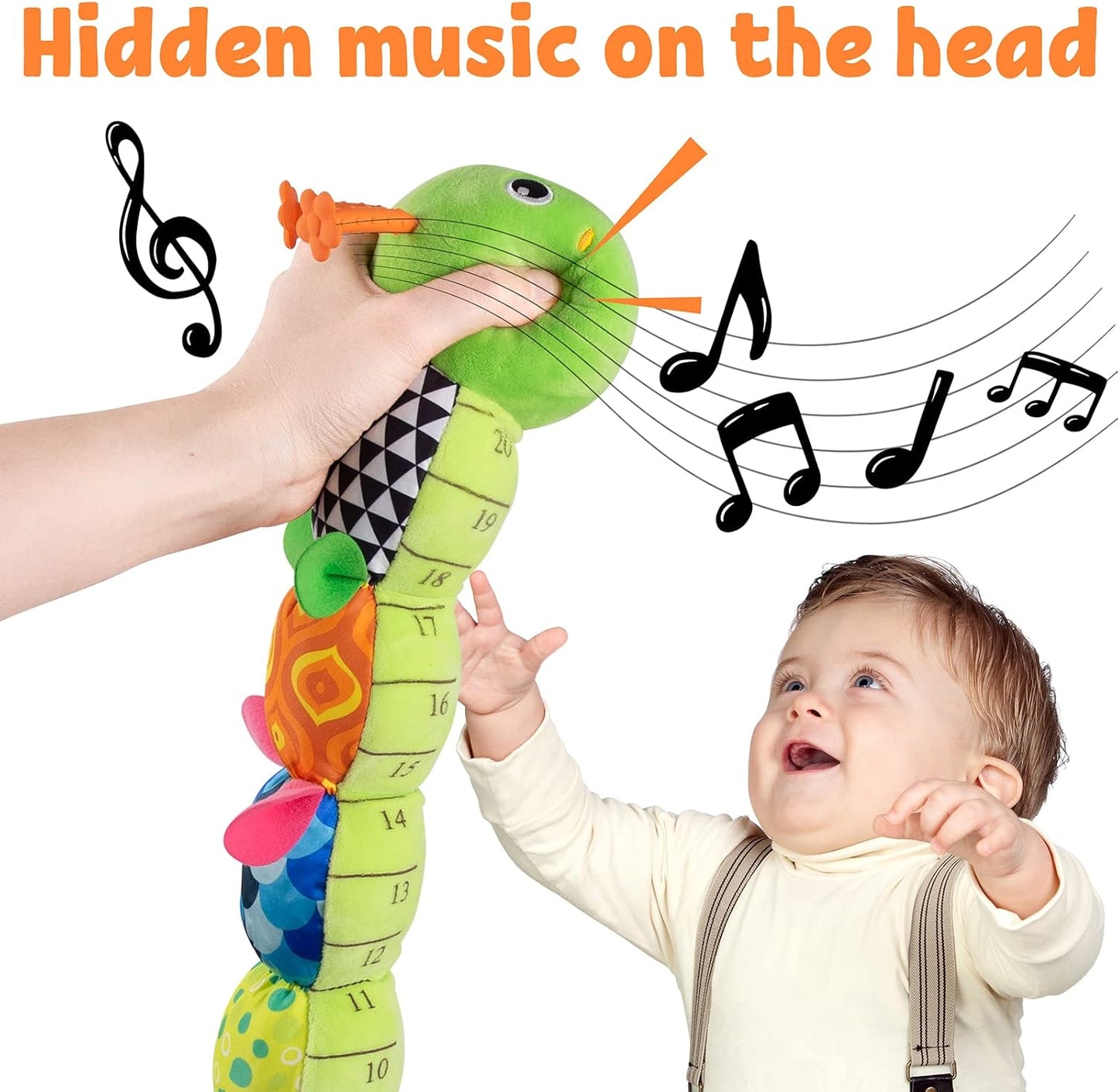 LIGHTDESIRE Baby Toys Musical Caterpillar,Infant Stuffed Animal Toy with Crinkle and Rattles,Soft Sensory Toys with Textures for Tummy Time Newborn Boys Girls 0 3 6 12 Months(Green)