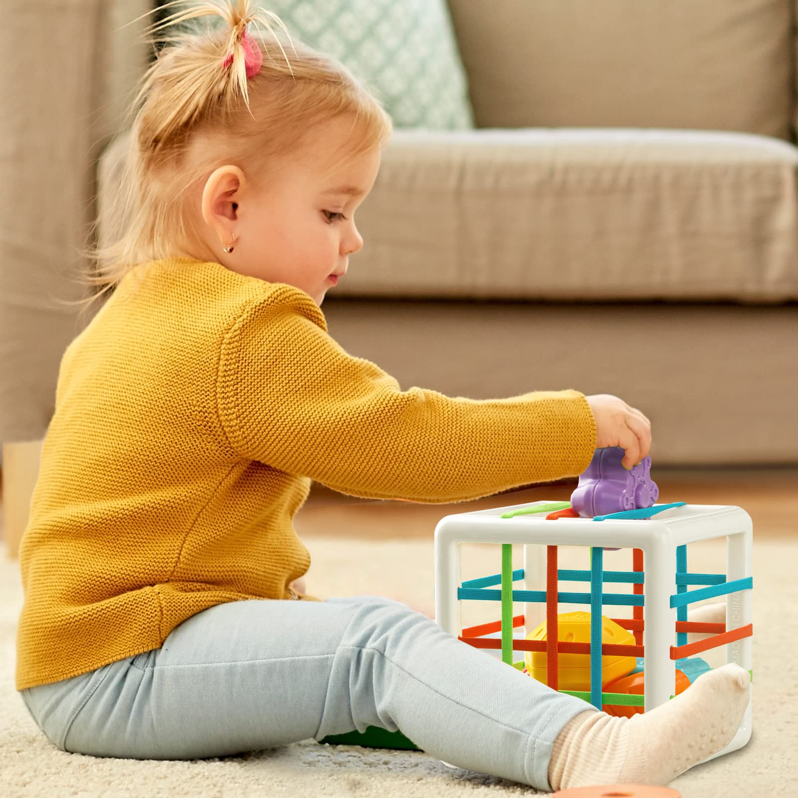 Aprilwolf Montessori Sensory Cube Toy for Toddlers