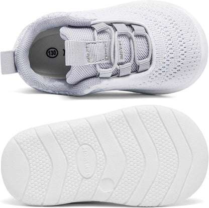 MORENDL Toddler Slip On Sneakers Baby Walking Shoes Non-Slip Breathable Unisex Pink Mesh Lace-Up Athletic Sneakers Infant Running Shoes
