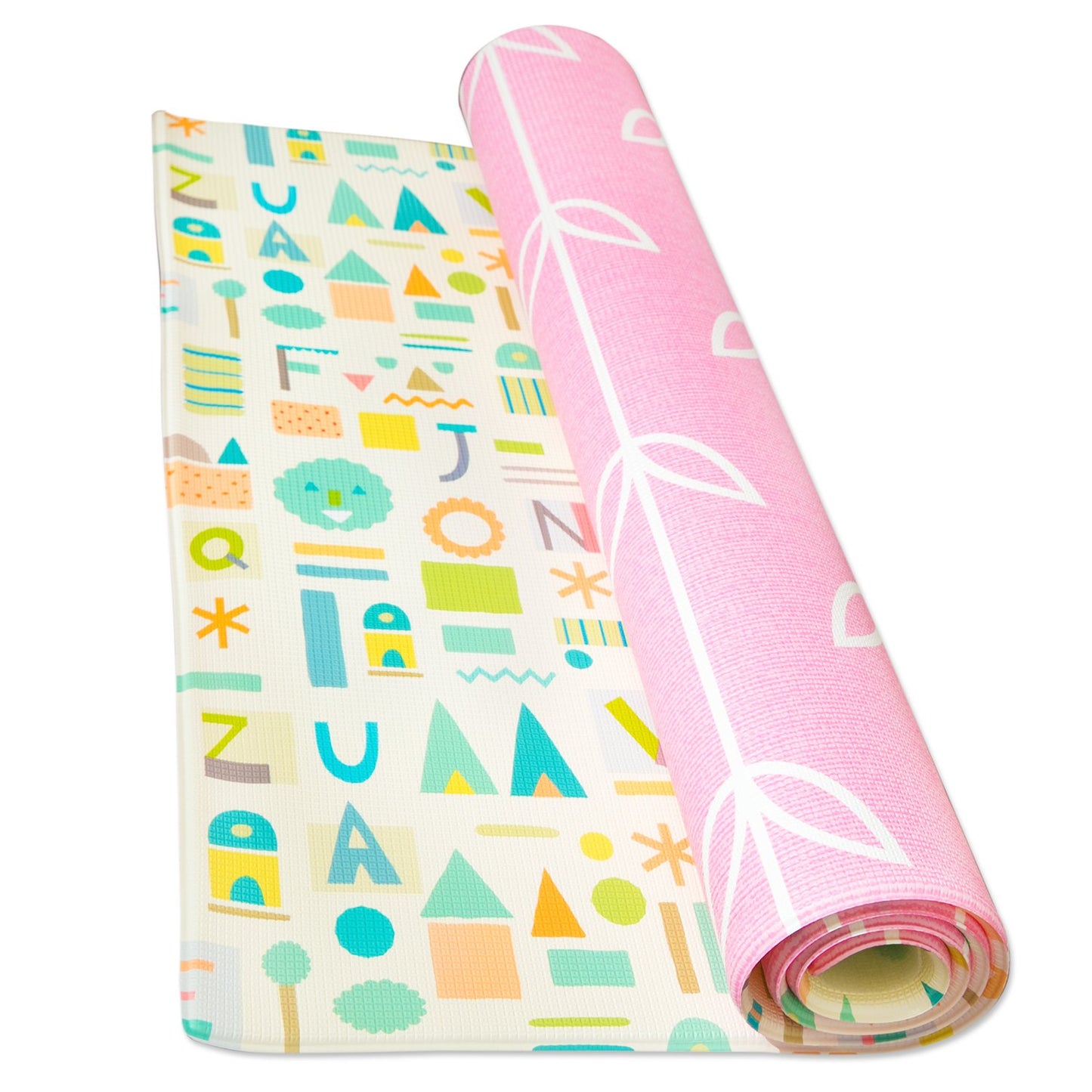 Baby Care Play Mat (Large, Sea Petals - Pink) 82'' x 55'' Original One-Piece Reversible Rollable Waterproof Play Mat for Infants, Babies, Toddler, and Kids