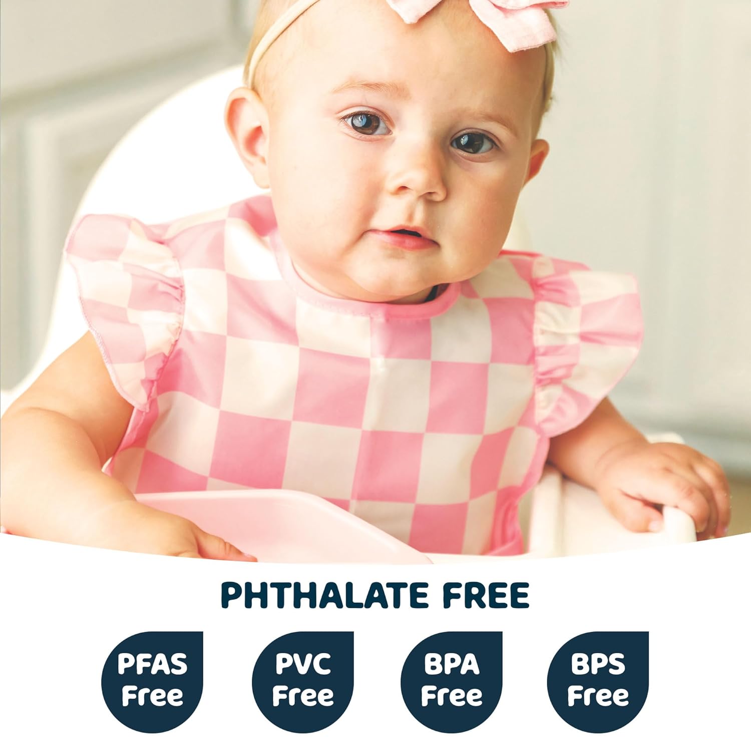 Tiny Twinkle Mess Proof Baby Bibs for Eating - Waterproof, Wipeable Bibs - Toddler Bibs - Travel