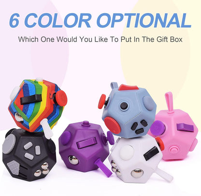 Small Fidget Toys,12 Sided Fidget Toys,Mini Cube Toys Relief Stress,Autism and Anxiety Depression Anti for Kids Adults Improve Focus (Grey)