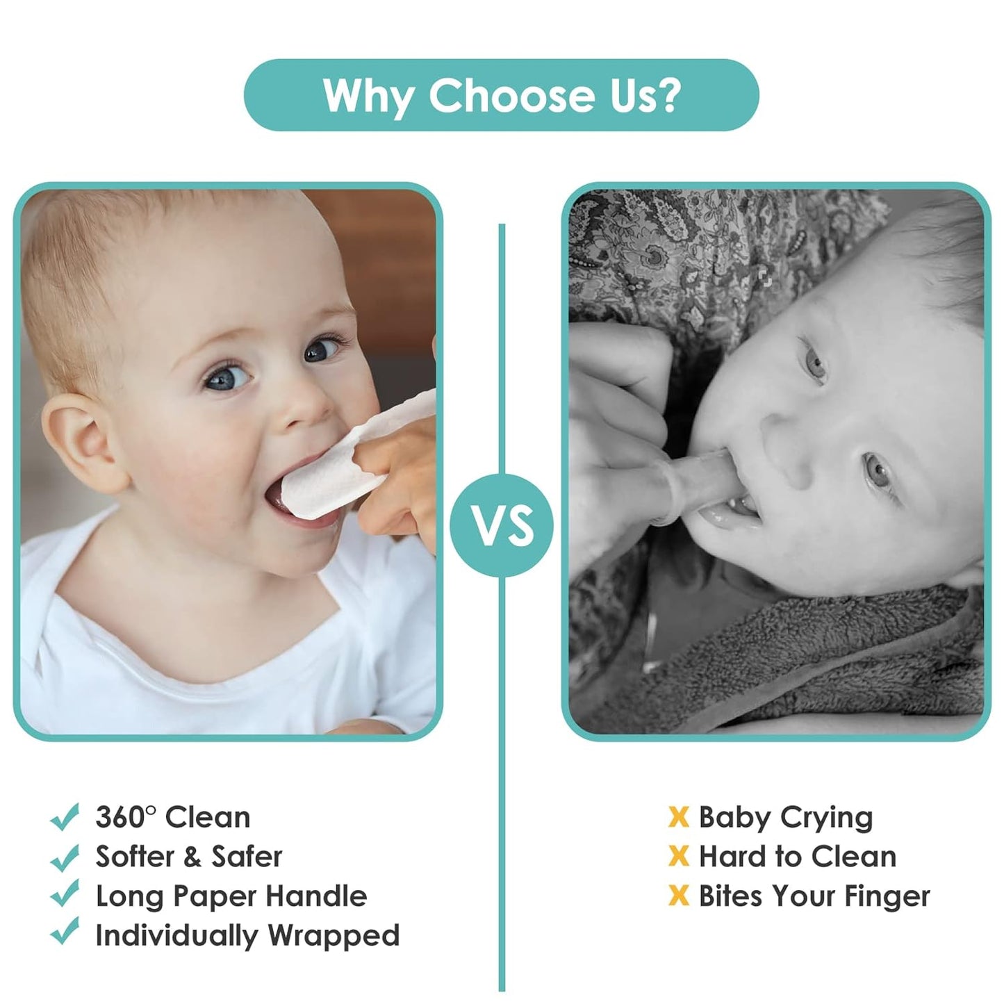 dearlomum Toddler Baby Dry Wipes, Newborn Tongue Cleaner, 60PCS Disposable Infant Wipes Clean