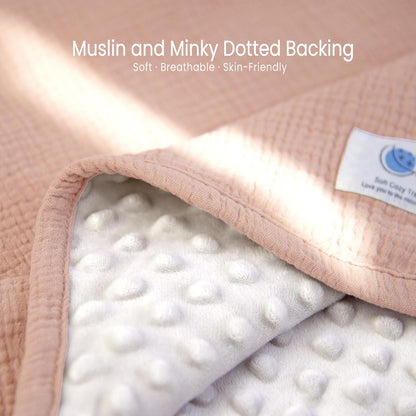 lulumoon Baby Blanket for Newborn Receiving: Minky Dot & Muslin Lightweight - Thermal Blanket Gift